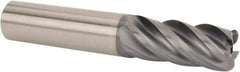 SGS - 20mm Diam, Variable Pitch, 43mm LOC, 5 Flute Solid Carbide 3mm Corner Radius Roughing End Mill - AlTiN Finish, 104mm OAL, 20mm Shank Diam, Single End, 37° Helix - Eagle Tool & Supply