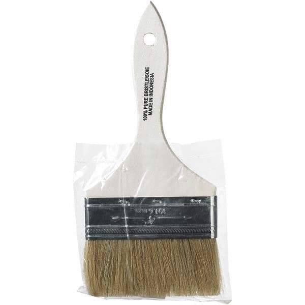 Rubberset - 4" Flat Hog Chip Brush - Wood Beavertail Handle - Eagle Tool & Supply