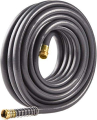 Fiskars - 100' Long Commercial Hose - 5/8" Diam, 3/4" GHT, Rubber/Vinyl, 500 psi, All Season, Gray - Eagle Tool & Supply