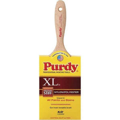 Purdy - 4" Flat Synthetic Trim Brush - 3-11/16" Bristle Length, 3-3/16" Wood Beavertail Handle - Eagle Tool & Supply