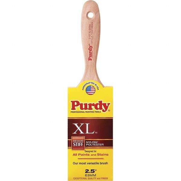 Purdy - 2-1/2" Flat Synthetic Trim Brush - 2-15/16" Bristle Length, 3-3/16" Wood Beavertail Handle - Eagle Tool & Supply