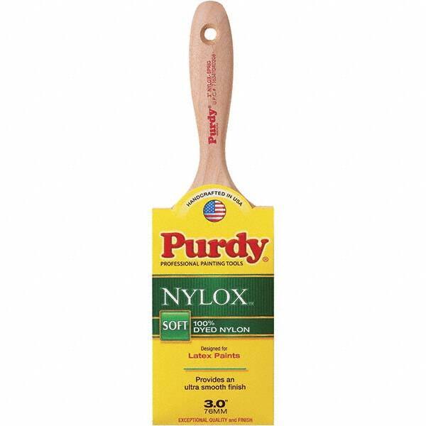 Purdy - 3" Flat Synthetic Trim Brush - 3-3/16" Bristle Length, 3-3/16" Wood Beavertail Handle - Eagle Tool & Supply