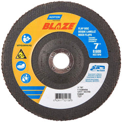 Norton - 7" 40 Grit 7/8" Center Hole Type 27 Ceramic Alumina Flap Disc - Eagle Tool & Supply