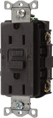 Hubbell Wiring Device-Kellems - 1 Phase, 5-15R NEMA, 125 VAC, 15 Amp, GFCI Receptacle - 2 Pole, Back and Side Wiring, Commercial Grade - Eagle Tool & Supply