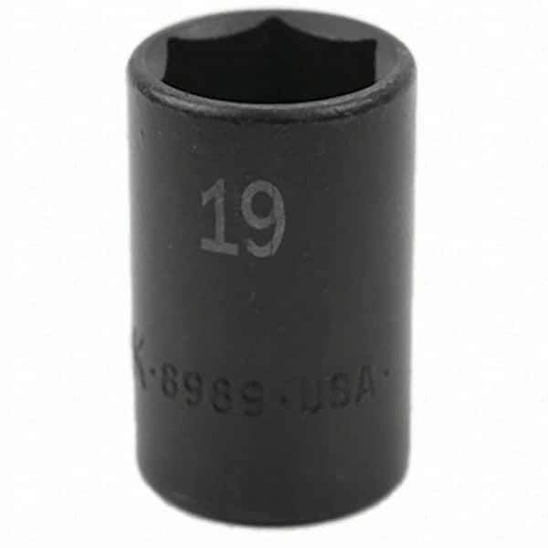 SK - Impact Socket - 3/8"DR 6PT 19MM SEMI-DEEP IMPACT SOCKET - Eagle Tool & Supply