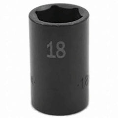 SK - Impact Socket - 3/8"DR 6PT 18MM SEMI-DEEP IMPACT SOCKET - Eagle Tool & Supply