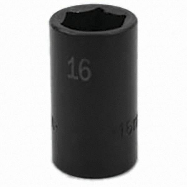 SK - Impact Socket - 3/8"DR 6PT 16MM SEMI-DEEP IMPACT SOCKET - Eagle Tool & Supply