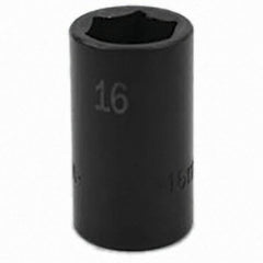 SK - Impact Socket - 3/8"DR 6PT 16MM SEMI-DEEP IMPACT SOCKET - Eagle Tool & Supply