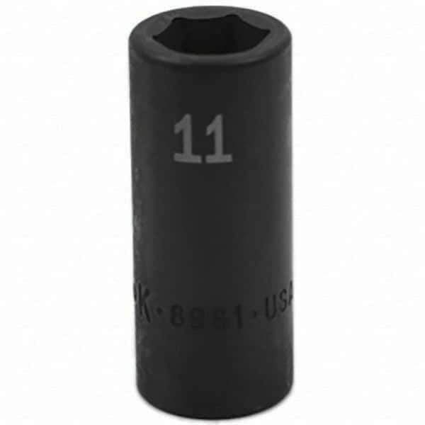SK - Impact Socket - 3/8"DR 6PT 11MM SEMI-DEEP IMPACT SOCKET - Eagle Tool & Supply