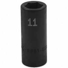 SK - Impact Socket - 3/8"DR 6PT 11MM SEMI-DEEP IMPACT SOCKET - Eagle Tool & Supply