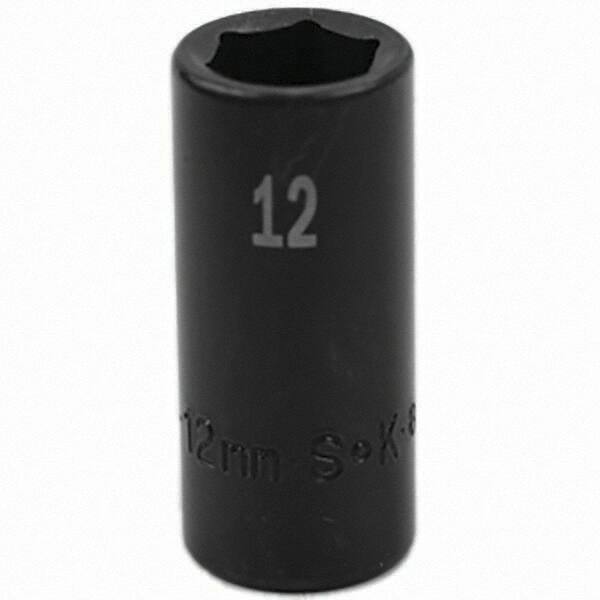 SK - Impact Socket - 3/8"DR 6PT 12MM SEMI-DEEP IMPACT SOCKET - Eagle Tool & Supply
