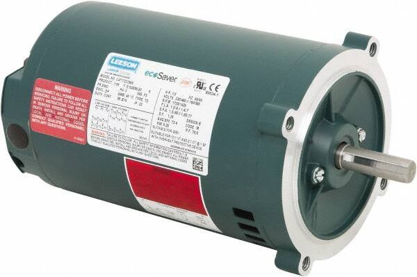 Leeson - 1/3 Max hp, 1,800 Max RPM, Premium Efficient Electric AC DC Motor - 230/460 V Input, Three Phase, S56C Frame, C-Face Mount, ODP Enclosure - Eagle Tool & Supply