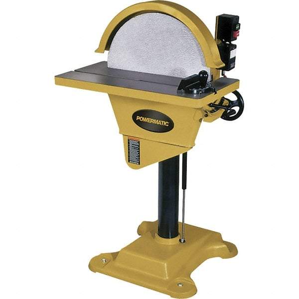 Jet - 20" Diam, 1,720 RPM, Single Phase Disc Sanding Machines - 10-1/2" Long Table x 27-1/2" Table Width, - Eagle Tool & Supply