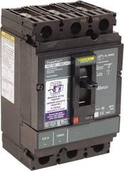 Square D - 125 Amp, 250 VDC, 600 VAC, 3 Pole, Panel Mount Molded Case Circuit Breaker - Thermal Magnetic Trip, 14-3/0 AWG, 87.4mm Deep x 162.6mm High x 104.7mm Wide - Eagle Tool & Supply