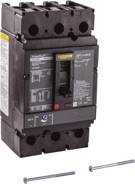 Square D - 225 Amp, 250 VDC, 600 VAC, 3 Pole, Panel Mount Molded Case Circuit Breaker - Thermal Magnetic Trip, Multiple Breaking Capacity Ratings, 3/0 AWG - Eagle Tool & Supply