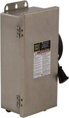 Square D - 200 Amp, 240 VAC, 250 VDC, 2 Pole Fused Safety Switch - NEMA 12, 3, 3R, 4 & 4X, 15 hp at 240 VAC (Single Phase), 60 hp at 240 VAC, 40 hp at 250 VDC (Triple Phase), DPST Contact Form - Eagle Tool & Supply