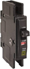 Square D - 45 Amp, 120/240 VAC, 1 Pole, DIN Rail Mounted, Flush Mount, Surface Mount Miniature Circuit Breaker - Thermal Magnetic Trip, 10 kA at 120/240 VAC Breaking Capacity, 14-2 (Aluminum), 14-2 (Copper) AWG, 74mm Deep x 103mm High x 19mm Wide - Eagle Tool & Supply