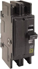 Square D - 20 Amp, 120/240 VAC, 2 Pole, DIN Rail Mounted, Flush Mount, Surface Mount Miniature Circuit Breaker - Thermal Magnetic Trip, 10 kA at 120/240 VAC Breaking Capacity, 14-2 (Aluminum), 14-2 (Copper) AWG, 74mm Deep x 103mm High x 19mm Wide - Eagle Tool & Supply