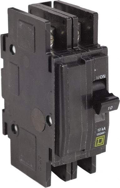Square D - 10 Amp, 240 VAC, 2 Pole, Panel Mount Miniature Circuit Breaker - 14-2 AWG - Eagle Tool & Supply