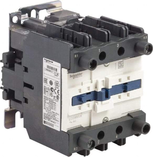 Schneider Electric - 4 Pole, 120 Coil VAC at 50/60 Hz, 125 Amp at 440 VAC, Nonreversible IEC Contactor - Bureau Veritas, CCC, CSA, CSA C22.2 No. 14, DNV, EN/IEC 60947-4-1, EN/IEC 60947-5-1, GL, GOST, LROS, RINA, RoHS Compliant, UL 508, UL Listed - Eagle Tool & Supply