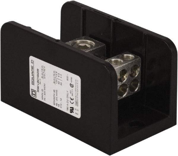 Square D - 1 Pole, 760 (Copper) Amp, Phenolic Power Distribution Block - 600 VAC, 2 Primary Connection - Eagle Tool & Supply