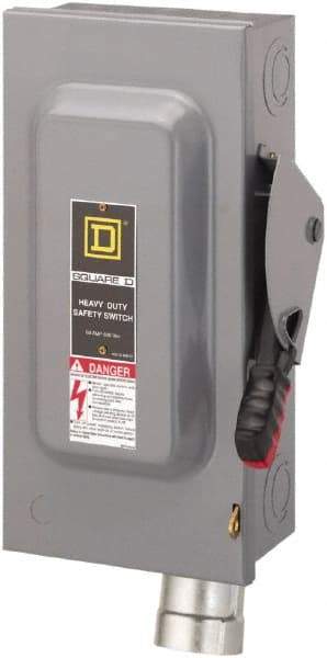 Square D - 60 Amp, 600 VAC, 3 Pole Fused Safety Switch - NEMA 1, 50 hp at 600 VAC (Triple Phase) - Eagle Tool & Supply
