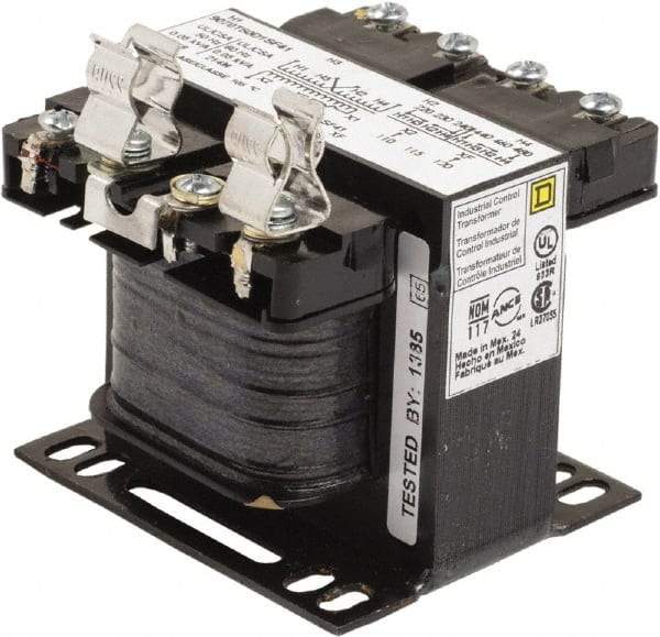 Square D - 50 VA, Top Mount Fuse Block Control Transformer - 50/60 Hz, 3.09 Inch Deep x 2.58 Inch High - Eagle Tool & Supply