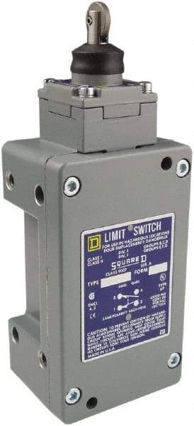 Square D - DPDT, 2NC/2NO, 600 Volt Screw Terminal, Roller Plunger Actuator, General Purpose Limit Switch - 1, 2, 4, 6, 12, 13, 6P NEMA Rating, IP67 IPR Rating - Eagle Tool & Supply