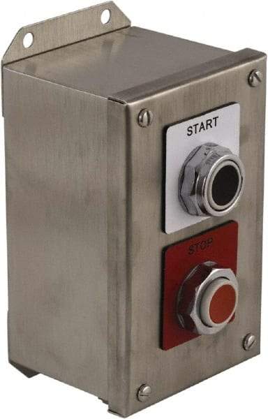 Schneider Electric - 2 Operator, Projecting Pushbutton Control Station - Start, Stop (Legend), Momentary Switch, 1NO/2NC Contact, NEMA 13, 3, 4 - Eagle Tool & Supply