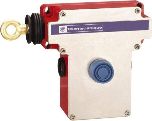 Telemecanique Sensors - 10 Amp, 2NO/2NC Configuration, Left Hand Operation, Rope Operated Limit Switch - Pushbutton Reset, Rope Pull, No Pilot Light, 300 VAC - Eagle Tool & Supply