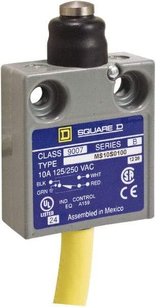 Square D - SPDT, NC/NO, 240 VAC, Prewired Terminal, Plunger Actuator, General Purpose Limit Switch - 1, 2, 4, 6, 6P NEMA Rating, IP67 IPR Rating, 80 Ounce Operating Force - Eagle Tool & Supply