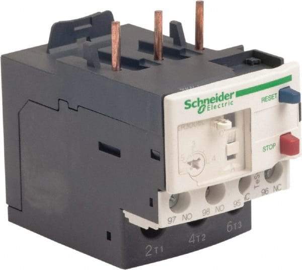 Schneider Electric - 3 Pole, NEMA Size 00-1, 2.5 to 4 Amp, 690 VAC, Thermal NEMA Overload Relay - Trip Class 20, For Use with LC1D09, LC1D12, LC1D18, LC1D25, LC1D32 and LC1D38 - Eagle Tool & Supply