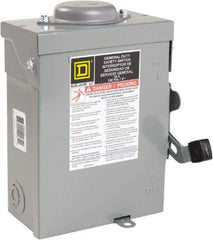Square D - 30 Amp, 240 VAC, 2 Pole Nonfused Safety Switch - NEMA 3R, 1 & 3 Phase, 10 hp at 240 VAC (Single Phase), 15 hp at 240 VAC (Triple Phase) - Eagle Tool & Supply