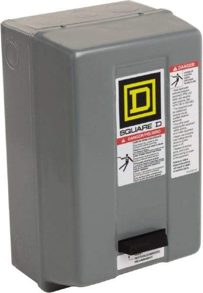 Square D - 220 Coil VAC at 50 Hz, 240 Coil VAC at 60 Hz, 27 Amp, NEMA Size 1, Nonreversible Enclosed Enclosure NEMA Motor Starter - 3 hp at 1 Phase, 1 Enclosure Rating - Eagle Tool & Supply