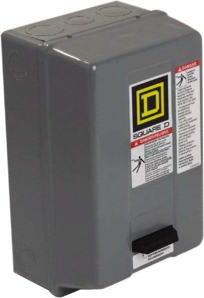 Square D - 600 Coil VAC, 27 Amp, NEMA Size 1, Enclosed Enclosure NEMA Motor Starter - 1 Phase hp: 7 1/2 at 200 Volt, 7 1/2 at 230 Volt, 3 Phase hp: 10 at 460 Volt, 10 at 575 Volt, 1 Enclosure Rating - Eagle Tool & Supply