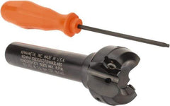 Kennametal - 1.518" Cut Diam, 0.064" Max Depth, 3/4" Shank Diam, Cylindrical Shank Indexable High-Feed End Mill - Screw Holding Method, HNGJ0604ANENLD Insert, KSHR Toolholder, Through Coolant - Eagle Tool & Supply