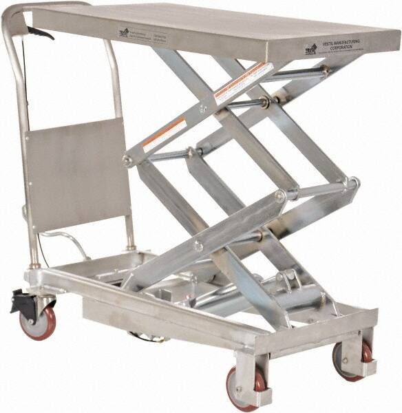 Vestil - 800 Lb Capacity Manual Scissor Elevating Cart - 15-1/2" to 50-3/4" Lift Height, 35-1/2" Platform Length x 20" Platform Width - Eagle Tool & Supply