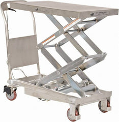 Vestil - 800 Lb Capacity Manual Scissor Elevating Cart - 15-1/2" to 50-3/4" Lift Height, 35-1/2" Platform Length x 20" Platform Width - Eagle Tool & Supply