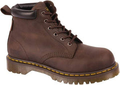 Dr. Martens - Unisex Size 7 Medium Width Steel Work Boot - Brown, Leather Upper, PVC Outsole, 6-1/2" High, Hot Weather, Non-Slip, Electrostatic Dissipative (ESD), Puncture Resistant - Eagle Tool & Supply