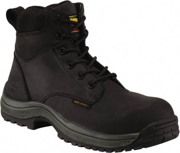 Dr. Martens - Men's Size 7 Medium Width Composite Work Boot - Black, Leather Upper, Rubber Outsole, 7" High, Hot Weather, Non-Slip, Electrostatic Dissipative (ESD) - Eagle Tool & Supply