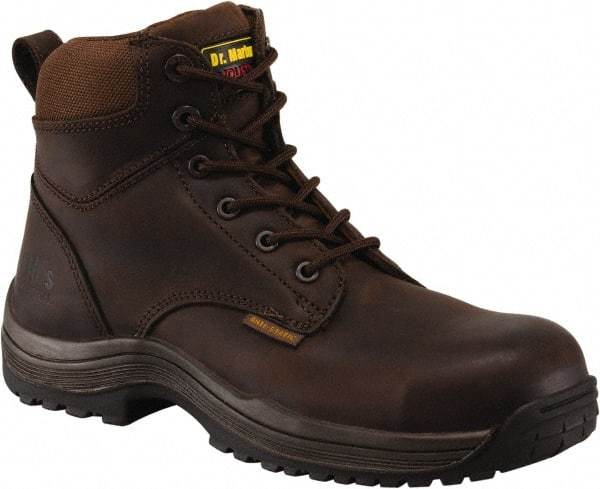 Dr. Martens - Men's Size 7 Medium Width Composite Work Boot - Brown, Leather Upper, Rubber Outsole, 7" High, Dielectric, Hot Weather, Non-Slip - Eagle Tool & Supply