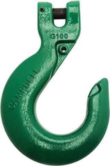 Campbell - 1/2" Chain Diam, 100 Chain Grade Clevis Hook - 15,000 Lb Capacity, 39/64" ID, 39/64" Pin Diam, 1-11/16" Hook Throat - Eagle Tool & Supply