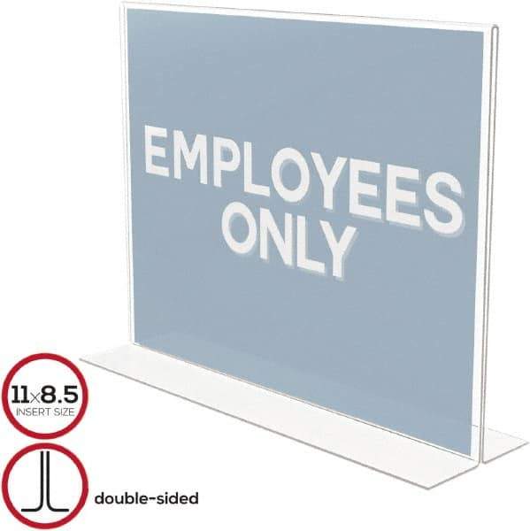 Deflect-o - 11" Wide x 8-1/2" High Sign Compatiblity, Plastic Sign Holder - Clear, 8-1/2" Holder Height - Eagle Tool & Supply