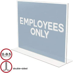 Deflect-o - 11" Wide x 8-1/2" High Sign Compatiblity, Plastic Sign Holder - Clear, 8-1/2" Holder Height - Eagle Tool & Supply