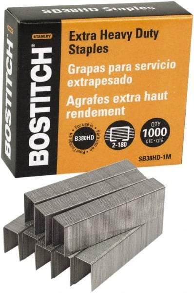 Stanley Bostitch - 0.19" Leg Length, Steel Heavy Duty Stapler Staples - 180 Sheet Capacity, For Use with Bostitch B380HD - Eagle Tool & Supply