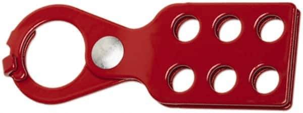 Ability One - Single Jaw, 1" Jaw Diam, 6 PadLocks, Steel Lockout Hasp - Scissor Action, Red - Eagle Tool & Supply