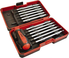 Felo - 13 Piece, 1/4" Drive Screwdriver Bit Set - #1 to #3 Phillips, 3 to 6mm Hex, T6 to T40 Torx, #1, #2 & #3 Pozidriv, 5/32, 7/32 & 1/4" Slotted - Eagle Tool & Supply