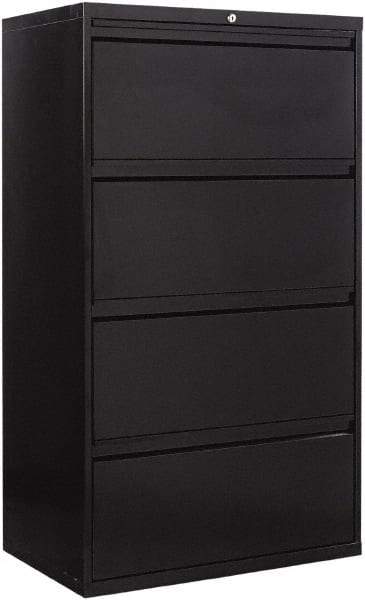 ALERA - 30" Wide x 53-1/4" High x 19-1/4" Deep, 4 Drawer Lateral File - Steel, Black - Eagle Tool & Supply