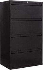 ALERA - 30" Wide x 53-1/4" High x 19-1/4" Deep, 4 Drawer Lateral File - Steel, Black - Eagle Tool & Supply