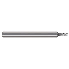 Square End Mill: 9/64'' Dia, 7/32'' LOC, 3/16'' Shank Dia, 3'' OAL, 3 Flutes, Solid Carbide Single End, Uncoated, 30 ° Helix, Centercutting, RH Cut, RH Flute